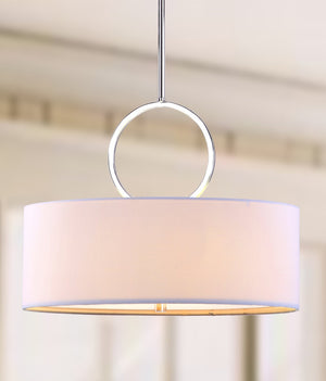 Safavieh DEBONAIR Drum Pendant Light – Sleek Silver Fixture for Modern Minimalism & Warm Ambient Glow LIT4212A