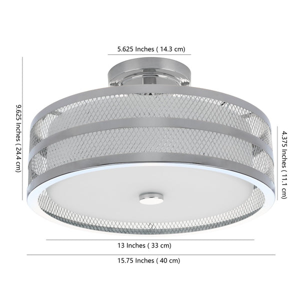 Safavieh GRETA Veil Ceiling Light in Chrome - Modern Flush-Mount Fixture for Elegant Home Illumination LIT4230B