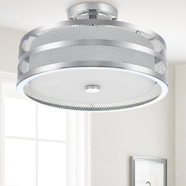 Safavieh GRETA Veil Ceiling Light in Chrome - Modern Flush-Mount Fixture for Elegant Home Illumination LIT4230B
