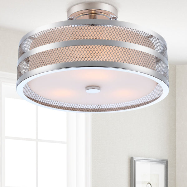 Safavieh GRETA Veil Ceiling Light in Chrome - Modern Flush-Mount Fixture for Elegant Home Illumination LIT4230B