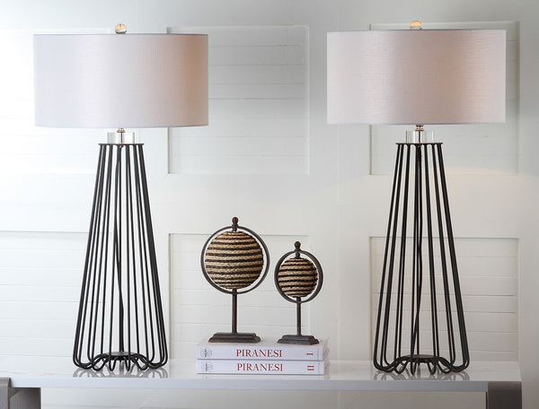 Safavieh ESTILL, Modern 34-Inch Black Iron Table Lamp Set of 2 - Stylish Minimalist Lighting for Any Room LIT4271A-SET2