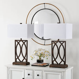 Safavieh JAGO, Elegant Antique Brown Iron Table Lamp Set of 2 - Timeless Design for Any Home Decor Style LIT4274A-SET2