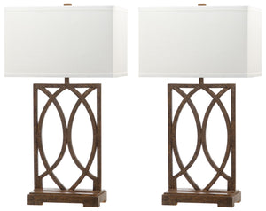 Safavieh JAGO, Elegant Antique Brown Iron Table Lamp Set of 2 - Timeless Design for Any Home Decor Style LIT4274A-SET2