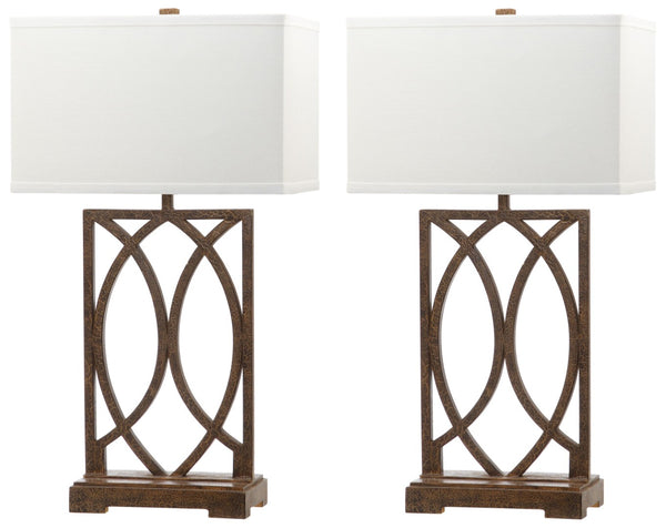 Safavieh JAGO, Elegant Antique Brown Iron Table Lamp Set of 2 - Timeless Design for Any Home Decor Style LIT4274A-SET2