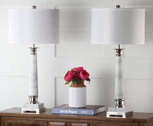 Safavieh COLLEEN Table Lamp - Elegant Marble Base, Minimalist Design, Warm Ambient Lighting for Any Space LIT4277A-SET2