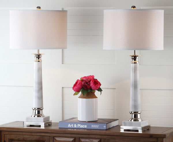Safavieh COLLEEN Table Lamp - Elegant Marble Base, Minimalist Design, Warm Ambient Lighting for Any Space LIT4277A-SET2