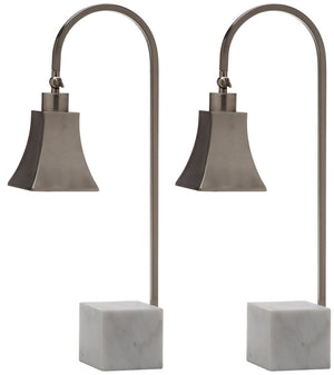 Safavieh CHARLEY, Set of 2 Modern Desk Lamps with Nickel Frame & White Marble Base for Stylish Illumination LIT4278A-SET2
