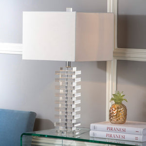 Safavieh SWIFT CRYSTAL 26.5-Inch Clear Table Lamp - Elegant Minimalist Design for Stylish Home Illumination LIT4286A