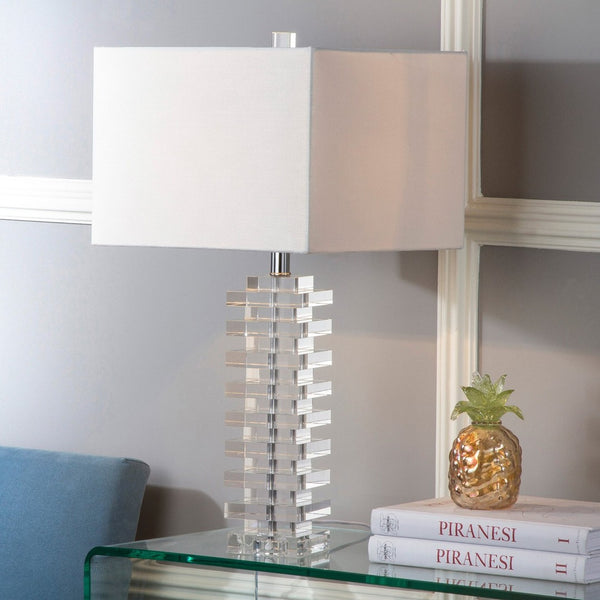 Safavieh SWIFT CRYSTAL 26.5-Inch Clear Table Lamp - Elegant Minimalist Design for Stylish Home Illumination LIT4286A