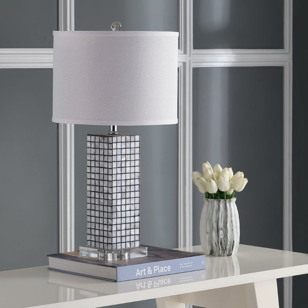 Safavieh SKAGWAY, Coastal-Inspired 25.5" Black/Shell Table Lamp Set of 2 for Elegant Home Lighting Décor LIT4289A-SET2