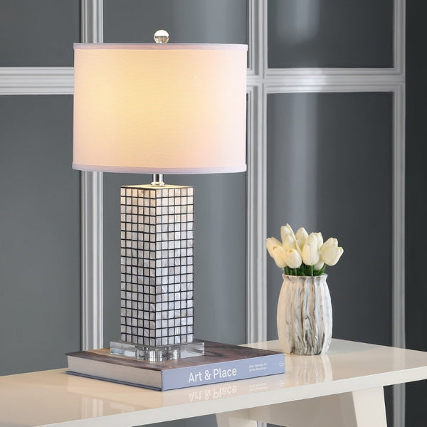 Safavieh SKAGWAY, Coastal-Inspired 25.5" Black/Shell Table Lamp Set of 2 for Elegant Home Lighting Décor LIT4289A-SET2