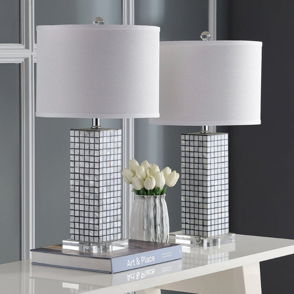 Safavieh SKAGWAY, Coastal-Inspired 25.5" Black/Shell Table Lamp Set of 2 for Elegant Home Lighting Décor LIT4289A-SET2