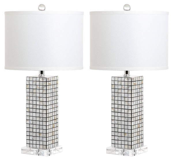 Safavieh SKAGWAY, Coastal-Inspired 25.5" Black/Shell Table Lamp Set of 2 for Elegant Home Lighting Décor LIT4289A-SET2