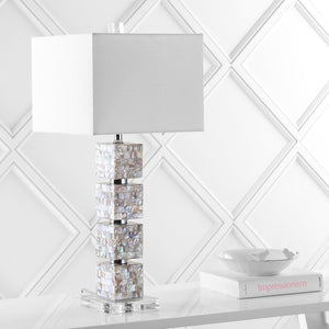 Safavieh RAFFERTY, 29 Inch Cream Shell Table Lamp Set of 2 - Coastal-Inspired Lighting for Any Room LIT4291A-SET2