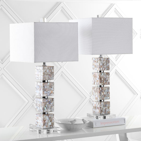 Safavieh RAFFERTY, 29 Inch Cream Shell Table Lamp Set of 2 - Coastal-Inspired Lighting for Any Room LIT4291A-SET2