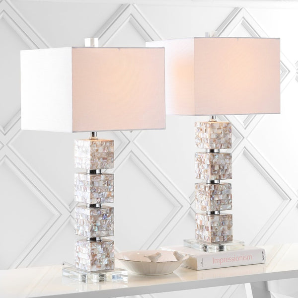 Safavieh RAFFERTY, 29 Inch Cream Shell Table Lamp Set of 2 - Coastal-Inspired Lighting for Any Room LIT4291A-SET2
