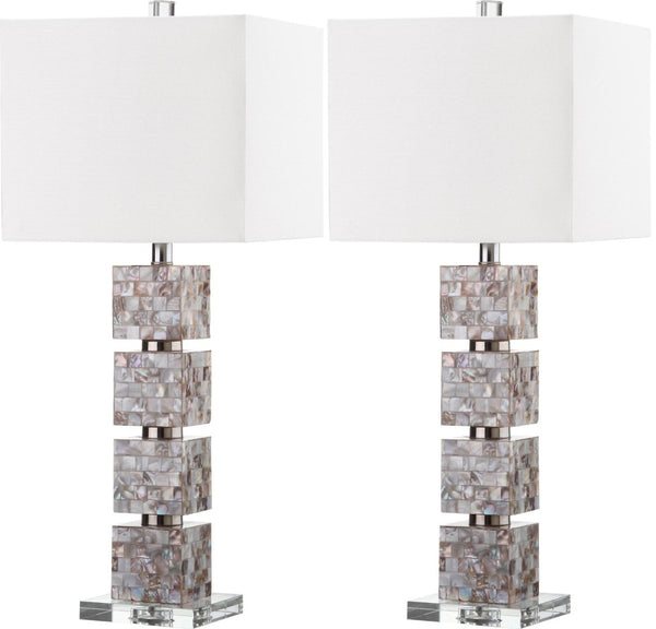 Safavieh RAFFERTY, 29 Inch Cream Shell Table Lamp Set of 2 - Coastal-Inspired Lighting for Any Room LIT4291A-SET2