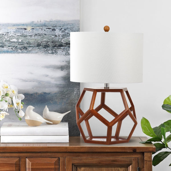Safavieh DELANEY Wood Table Lamp - Elegant Natural Warmth with Metal Accents for Versatile Home Decor LIT4298A