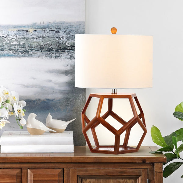 Safavieh DELANEY Wood Table Lamp - Elegant Natural Warmth with Metal Accents for Versatile Home Decor LIT4298A