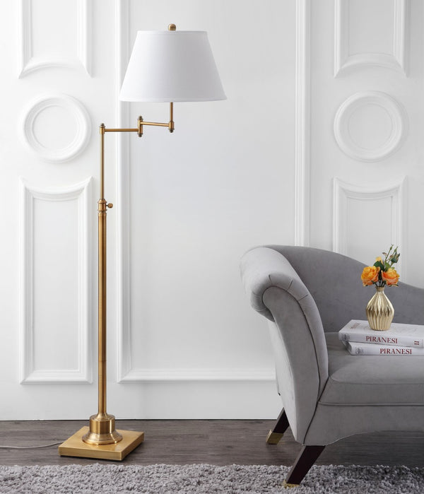 Safavieh INGRAM, Elegant Brass & Iron Adjustable Swing Floor Lamp for Reading & Ambiance in Any Space LIT4301A