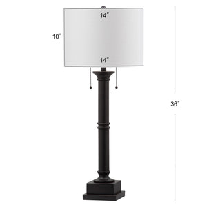Safavieh ESTILO Column Lamps - Modern Dark Grey Metal Table Lamps for Elegant Ambient Lighting & Style LIT4304A-SET2