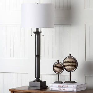 Safavieh ESTILO Column Lamps - Modern Dark Grey Metal Table Lamps for Elegant Ambient Lighting & Style LIT4304A-SET2