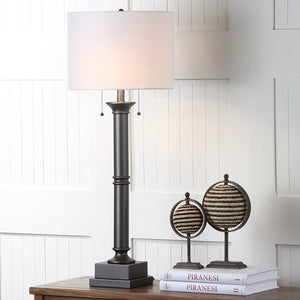 Safavieh ESTILO Column Lamps - Modern Dark Grey Metal Table Lamps for Elegant Ambient Lighting & Style LIT4304A-SET2