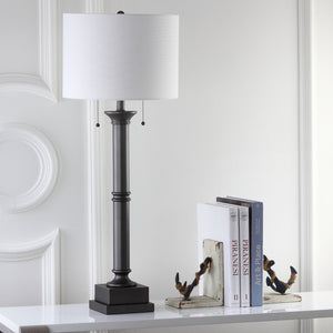 Safavieh ESTILO Column Lamps - Modern Dark Grey Metal Table Lamps for Elegant Ambient Lighting & Style LIT4304A-SET2