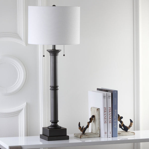 Safavieh ESTILO Column Lamps - Modern Dark Grey Metal Table Lamps for Elegant Ambient Lighting & Style LIT4304A-SET2