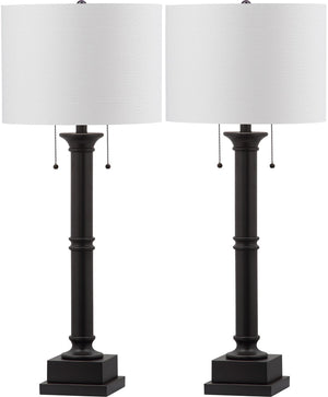 Safavieh ESTILO Column Lamps - Modern Dark Grey Metal Table Lamps for Elegant Ambient Lighting & Style LIT4304A-SET2