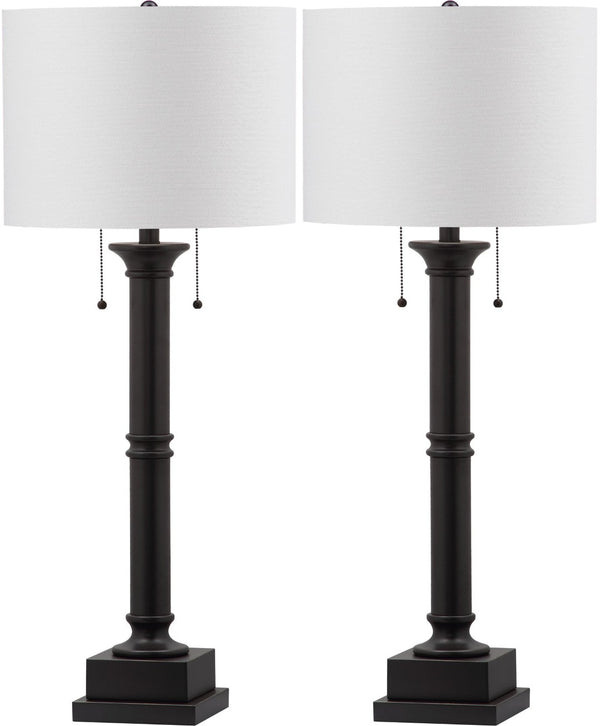 Safavieh ESTILO Column Lamps - Modern Dark Grey Metal Table Lamps for Elegant Ambient Lighting & Style LIT4304A-SET2