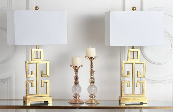 Safavieh GREEK Key Table Lamps - Modern Geometric Design for Elegant Lighting in Living Rooms & Bedrooms LIT4305A-SET2