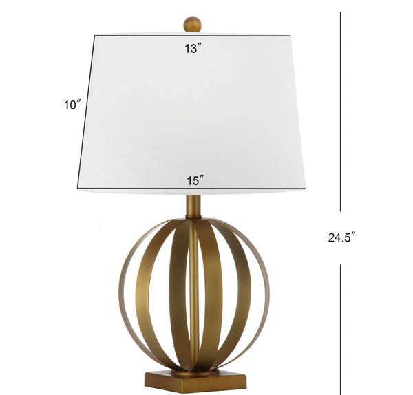 Safavieh EUGENIA Sphere Table Lamp Set of 2, 24.5 Inch Gold Finish, Modern Ambient Lighting for Home Decor LIT4310A-SET2