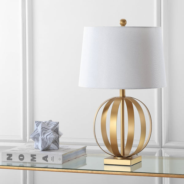 Safavieh EUGENIA Sphere Table Lamp Set of 2, 24.5 Inch Gold Finish, Modern Ambient Lighting for Home Decor LIT4310A-SET2