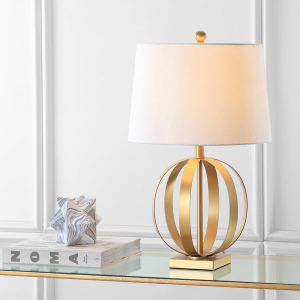 Safavieh EUGENIA Sphere Table Lamp Set of 2, 24.5 Inch Gold Finish, Modern Ambient Lighting for Home Decor LIT4310A-SET2