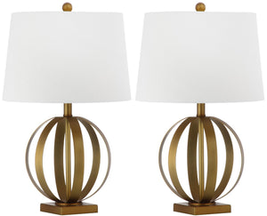 Safavieh EUGENIA Sphere Table Lamp Set of 2, 24.5 Inch Gold Finish, Modern Ambient Lighting for Home Decor LIT4310A-SET2