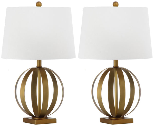 Safavieh EUGENIA Sphere Table Lamp Set of 2, 24.5 Inch Gold Finish, Modern Ambient Lighting for Home Decor LIT4310A-SET2