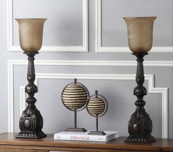Safavieh DION Table Lamp Set of 2 - 27.5 Inch Oil Rubbed Bronze Polyresin for Elegant Home Lighting LIT4311A-SET2