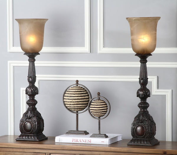 Safavieh DION Table Lamp Set of 2 - 27.5 Inch Oil Rubbed Bronze Polyresin for Elegant Home Lighting LIT4311A-SET2