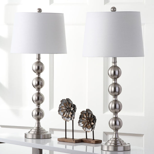 Safavieh STACKED Gazing Ball Lamps - Elegant Metal Table Lighting for Modern Home Decor & Warm Ambience LIT4312A-SET2