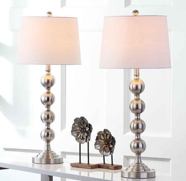 Safavieh STACKED Gazing Ball Lamps - Elegant Metal Table Lighting for Modern Home Decor & Warm Ambience LIT4312A-SET2