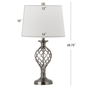 Safavieh LATTICE Urn Table Lamp - Chic Nickel Finish, Artistic Lattice Design for Modern & Classic Interiors LIT4316A-SET2