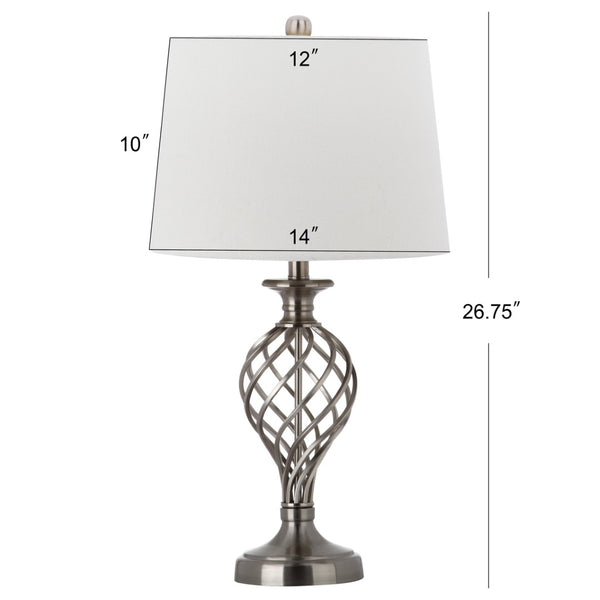 Safavieh LATTICE Urn Table Lamp - Chic Nickel Finish, Artistic Lattice Design for Modern & Classic Interiors LIT4316A-SET2