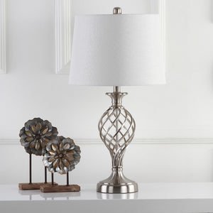 Safavieh LATTICE Urn Table Lamp - Chic Nickel Finish, Artistic Lattice Design for Modern & Classic Interiors LIT4316A-SET2
