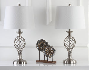 Safavieh LATTICE Urn Table Lamp - Chic Nickel Finish, Artistic Lattice Design for Modern & Classic Interiors LIT4316A-SET2