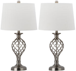 Safavieh LATTICE Urn Table Lamp - Chic Nickel Finish, Artistic Lattice Design for Modern & Classic Interiors LIT4316A-SET2