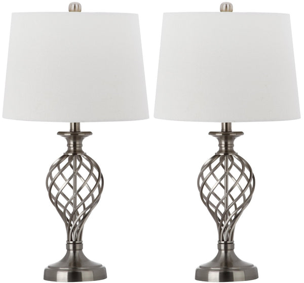 Safavieh LATTICE Urn Table Lamp - Chic Nickel Finish, Artistic Lattice Design for Modern & Classic Interiors LIT4316A-SET2