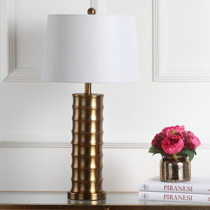 Safavieh LINUS Brass Column Lamps - Modern Minimalist Design for Ambient Lighting in Any Room, 28.5" Tall LIT4319A-SET2