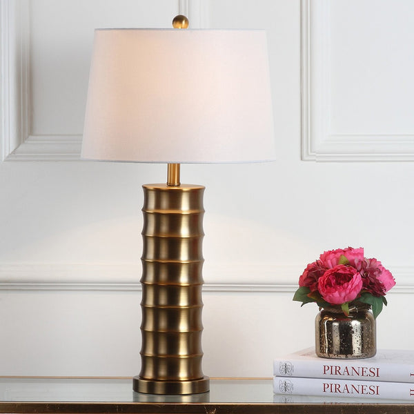 Safavieh LINUS Brass Column Lamps - Modern Minimalist Design for Ambient Lighting in Any Room, 28.5" Tall LIT4319A-SET2
