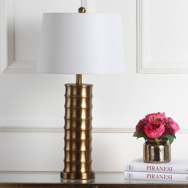 Safavieh LINUS Brass Column Lamps - Modern Minimalist Design for Ambient Lighting in Any Room, 28.5" Tall LIT4319A-SET2